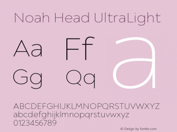 Noah Head UltraLight Version 1.000;PS 001.000;hotconv 1.0.88;makeotf.lib2.5.64775图片样张