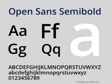 Open Sans SemiboldNoPilcrow Version 1.10 Font Sample