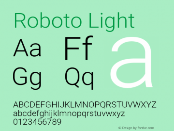 Roboto Light Regular Version 2.137; 2017 Font Sample