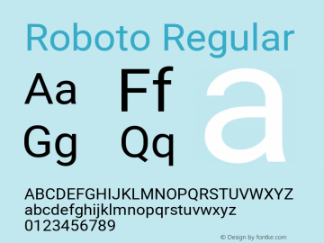 Roboto Regular Version 2.137; 2017 Font Sample