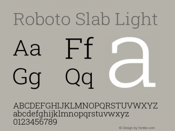 Roboto Slab Light Version 2.000; ttfautohint (v1.8.1.43-b0c9) Font Sample