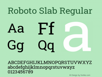 Roboto Slab Regular Version 2.000; ttfautohint (v1.8.1.43-b0c9) Font Sample