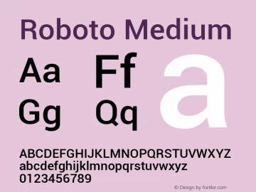 Roboto Medium Version 1.00000; 2011 Font Sample