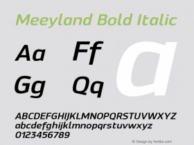 Meeyland Bold Italic Version 001.001 Font Sample