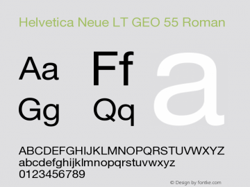 Helvetica Neue LT GEO 55 Roman Version 1.00 Font Sample