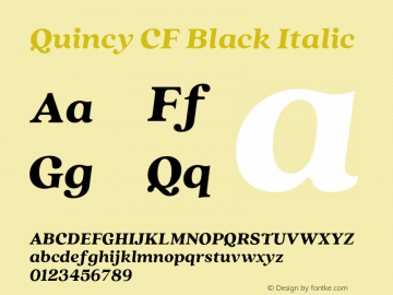 Quincy CF Black Italic Version 4.100;hotconv 1.0.109;makeotfexe 2.5.65596 Font Sample