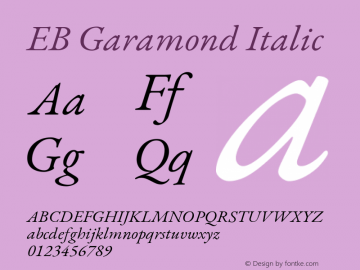 EB Garamond Italic Version 1.000; ttfautohint (v1.8.2) Font Sample