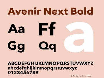 Avenir Next Bold 8.0d2e1 Font Sample