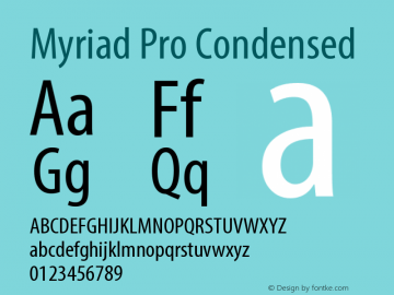 MyriadPro-Cond Version 2.102;PS 2.000;hotconv 1.0.67;makeotf.lib2.5.33168 Font Sample