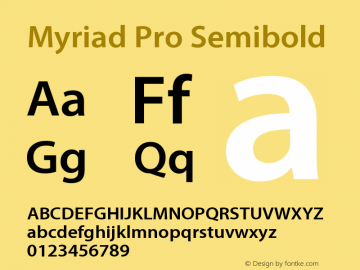 MyriadPro-Semibold Version 2.062;PS 2.000;hotconv 1.0.57;makeotf.lib2.0.21895 Font Sample