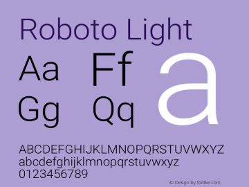 Roboto Light Version 2.137; 2017 Font Sample