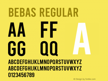 Bebas Regular Version 1.100;PS 001.100;hotconv 1.0.88;makeotf.lib2.5.64775 Font Sample