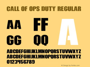 Call Of Ops Duty Version 1.00 February 14, 2014, initial release Font Sample