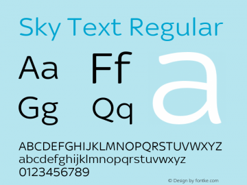 Sky Text Version 1.600 Font Sample