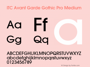 ITCAvantGardePro-Md Version 1.000;PS 001.000;hotconv 1.0.38 Font Sample