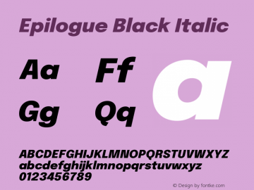 Epilogue Black Italic Version 2.111 Font Sample