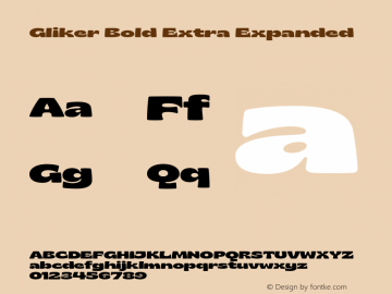 Gliker Bold Extra Expanded Version 1.000;hotconv 1.0.109;makeotfexe 2.5.65596 Font Sample