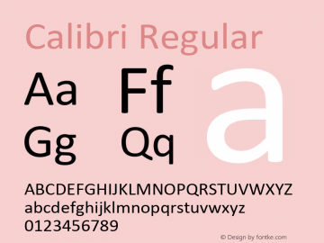 Calibri Version 1.00 Font Sample