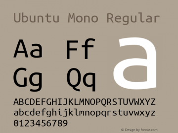 Ubuntu Mono Regular Version 0.80 Font Sample