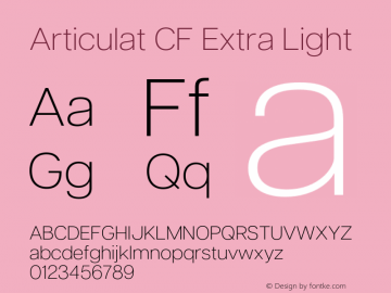 Articulat CF Extra Light Version 3.000;hotconv 1.0.109;makeotfexe 2.5.65596图片样张