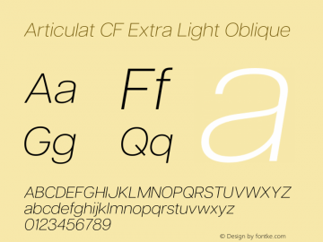 Articulat CF Extra Light Oblique Version 3.000;hotconv 1.0.109;makeotfexe 2.5.65596图片样张