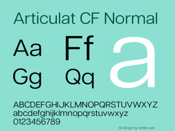 Articulat CF Normal Version 3.000;hotconv 1.0.109;makeotfexe 2.5.65596图片样张