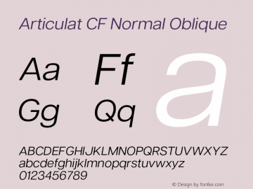 Articulat CF Normal Oblique Version 3.000;hotconv 1.0.109;makeotfexe 2.5.65596图片样张