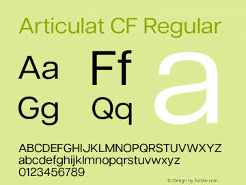 Articulat CF Regular Version 3.000;hotconv 1.0.109;makeotfexe 2.5.65596图片样张