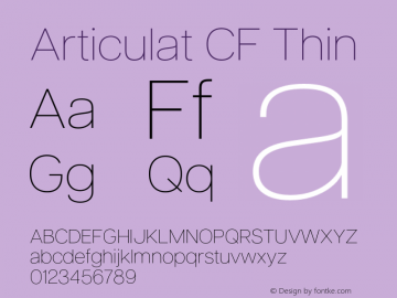 Articulat CF Thin Version 3.000;hotconv 1.0.109;makeotfexe 2.5.65596图片样张