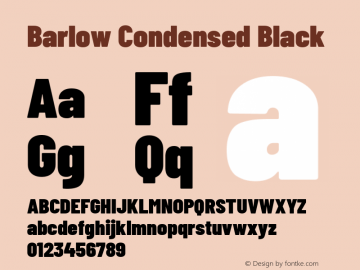 Barlow Condensed Black Version 1.101;PS 001.101;hotconv 1.0.88;makeotf.lib2.5.64775; ttfautohint (v1.4.1) Font Sample