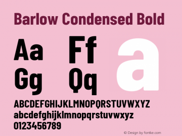 Barlow Condensed Bold Version 1.101;PS 001.101;hotconv 1.0.88;makeotf.lib2.5.64775; ttfautohint (v1.4.1) Font Sample