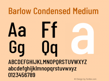Barlow Condensed Medium Version 1.101;PS 001.101;hotconv 1.0.88;makeotf.lib2.5.64775; ttfautohint (v1.4.1) Font Sample