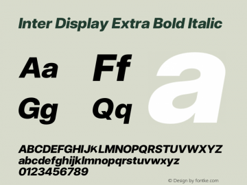 Inter Display Extra Bold Italic Version 3.015;git-7f5c04026 Font Sample