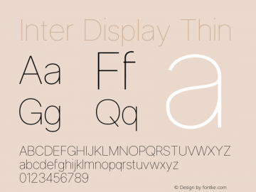 Inter Display Thin Version 3.015;git-7f5c04026 Font Sample