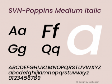 SVN-PoppinsMediumItalic Version 3.002 2017 Font Sample