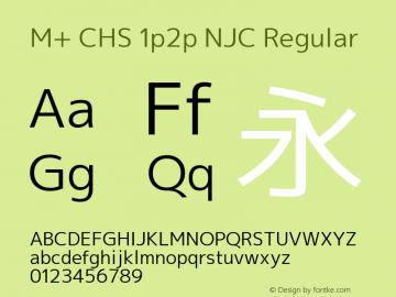M+ CHS 1p2p NJC Version 2.00 Font Sample