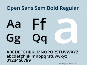 Open Sans SemiBold Version 1.10 Font Sample