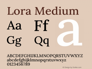 Lora Medium Version 3.000 Font Sample