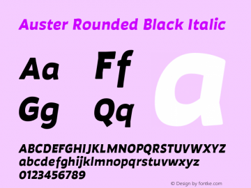 AusterRounded-BlackItalic Version 1.000;PS 001.000;hotconv 1.0.88;makeotf.lib2.5.64775图片样张