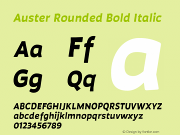 AusterRounded-BoldItalic Version 1.000;PS 001.000;hotconv 1.0.88;makeotf.lib2.5.64775图片样张