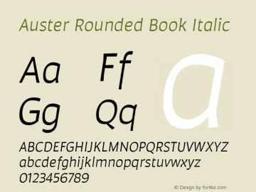 AusterRounded-BookItalic Version 1.000;PS 001.000;hotconv 1.0.88;makeotf.lib2.5.64775图片样张