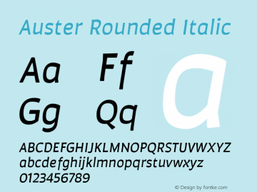 AusterRounded-Italic Version 1.000;PS 001.000;hotconv 1.0.88;makeotf.lib2.5.64775图片样张