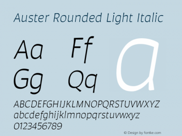 AusterRounded-LightItalic Version 1.000;PS 001.000;hotconv 1.0.88;makeotf.lib2.5.64775图片样张