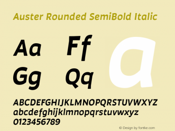 AusterRounded-SemiBoldItalic Version 1.000;PS 001.000;hotconv 1.0.88;makeotf.lib2.5.64775图片样张