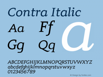 Contra Italic 0.7 Font Sample