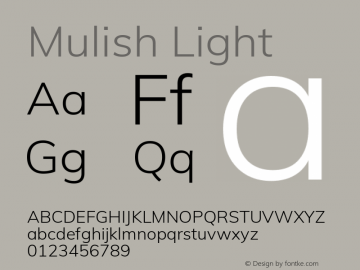 Mulish Light Version 2.100; ttfautohint (v1.8.1.43-b0c9)图片样张