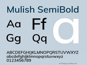 Mulish SemiBold Version 2.100; ttfautohint (v1.8.1.43-b0c9)图片样张