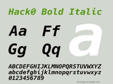 Hack0 Bold Italic Version 3.003; ttfautohint (v1.8.1) -l 6 -r 50 -G 200 -x 10 -H 265 -D latn -f latn -m 