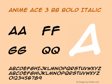 AnimeAce3BB-BoldItalic Version 1.000 Font Sample