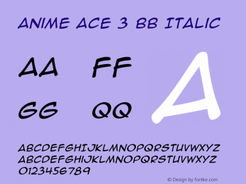 AnimeAce3BB-Italic Version 1.000 Font Sample
